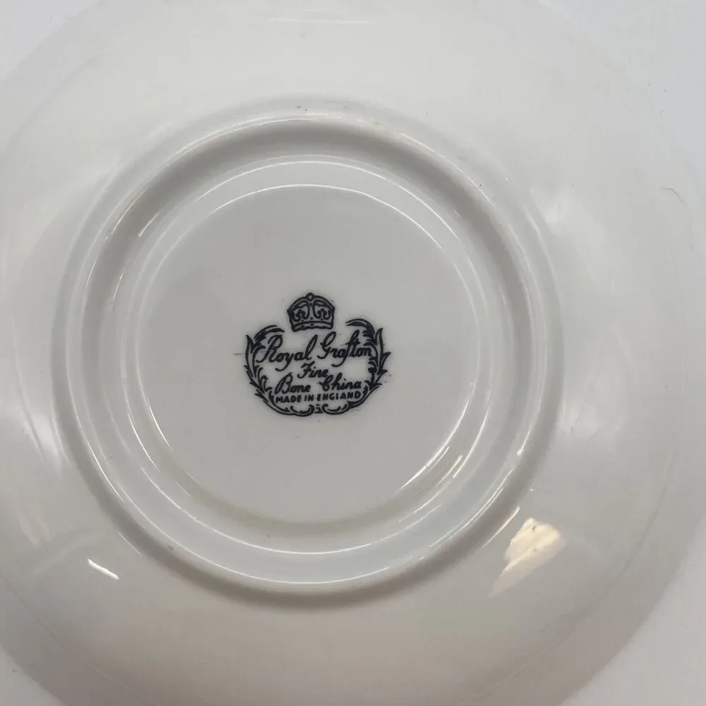Royal Grafton Bone Chine Blue & Yellow Floral  Tea Cup Saucer Set